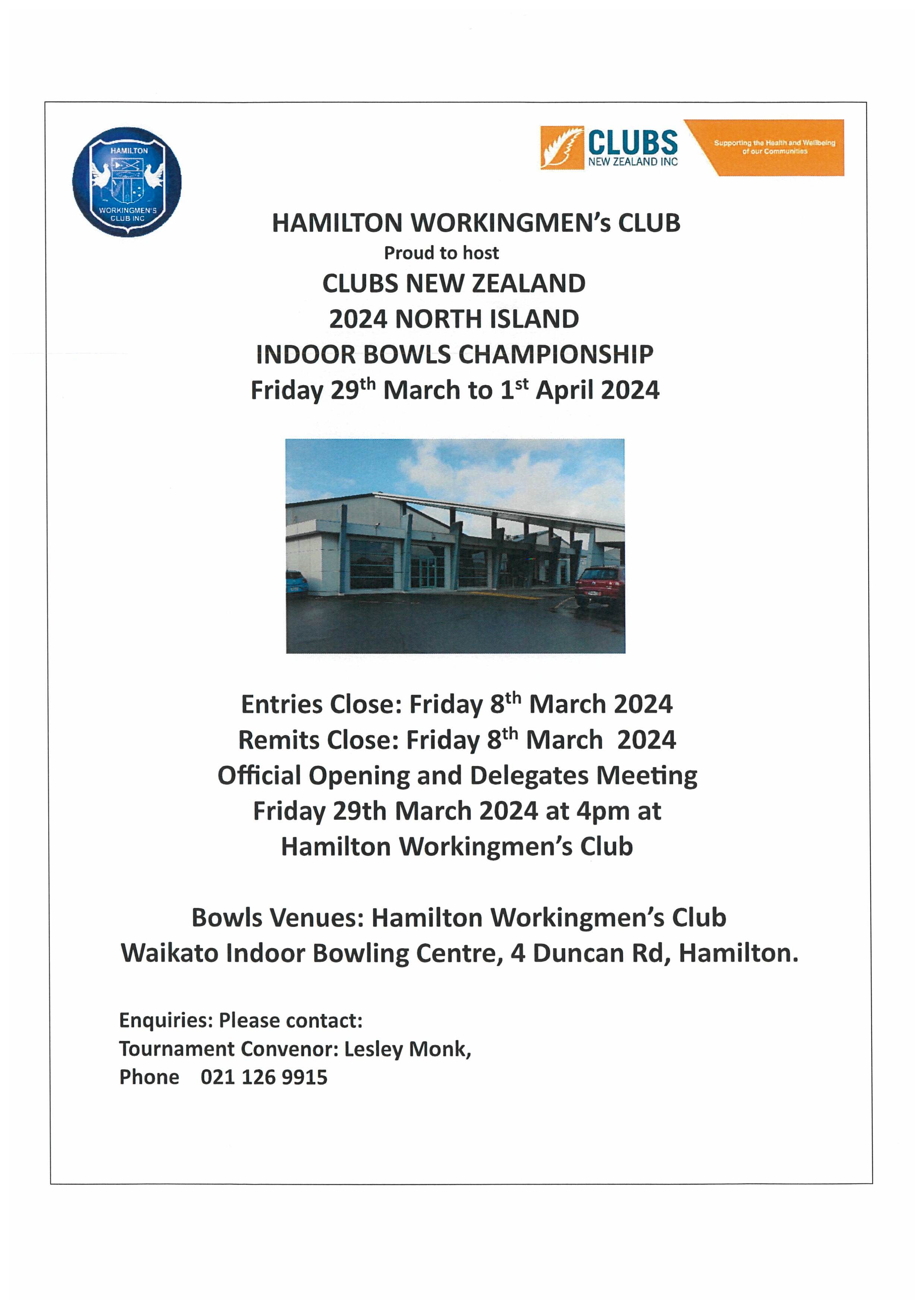 Indoor Tournament Poster 29th March 2024